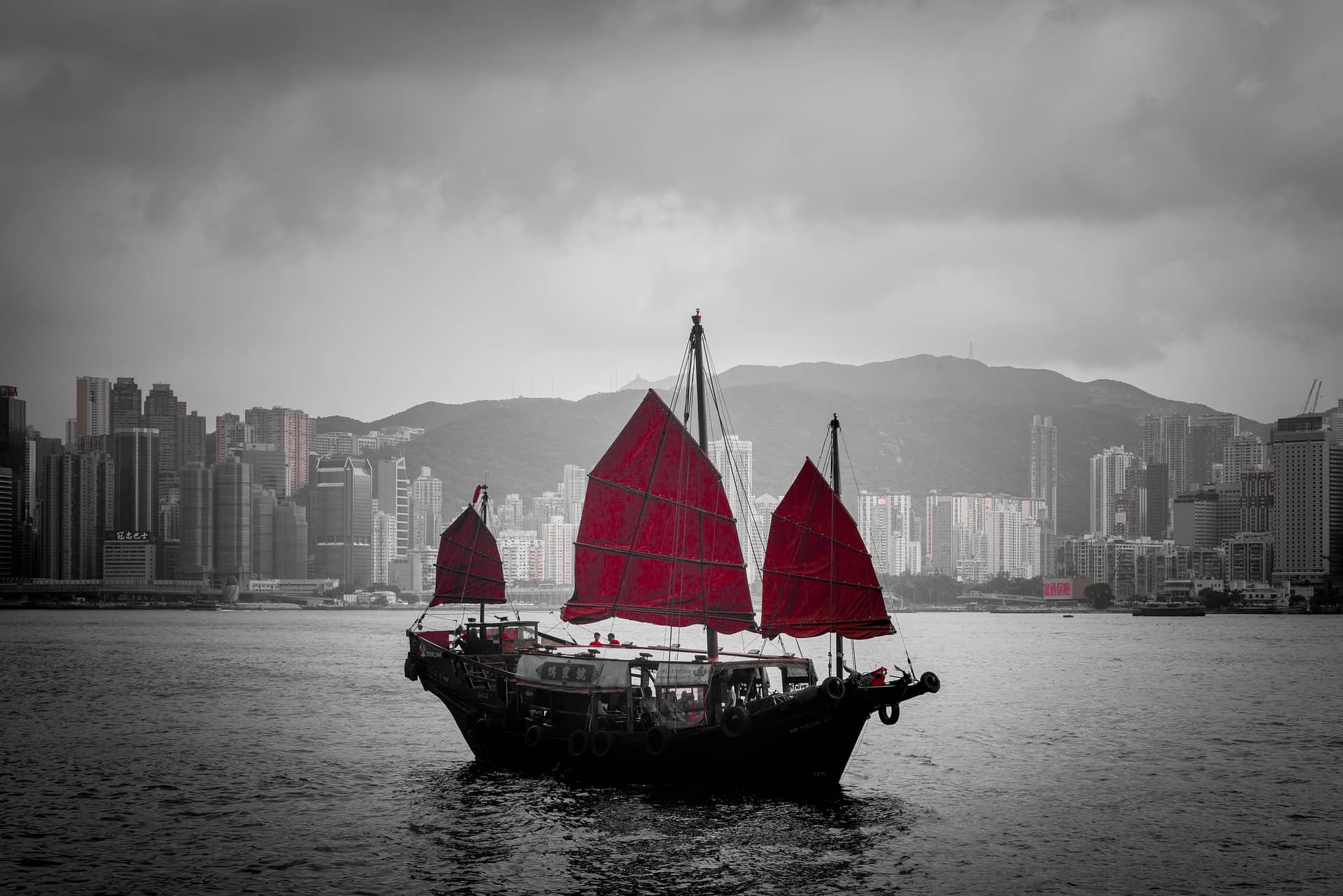 Hong Kong cityscape at daytime. View from Peak