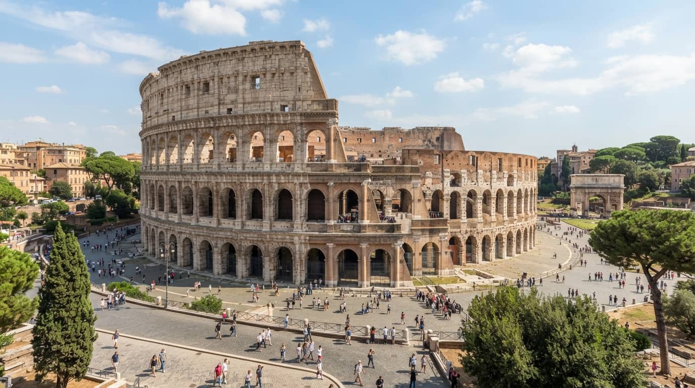 The Colosseum above the Roman Forum